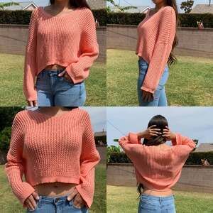 Coral Knit Crop Sweater One Size